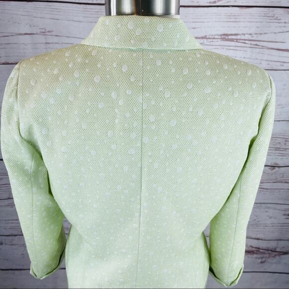 Albert Nipon green skirt suit set with dots - Picture 12 of 14